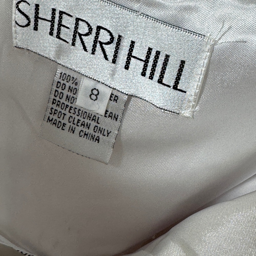 Sherri Hill Strapless Mermaid Gown Polka Dot Tulle Tiered Dress Pink Sash 8 - Picture 8 of 13